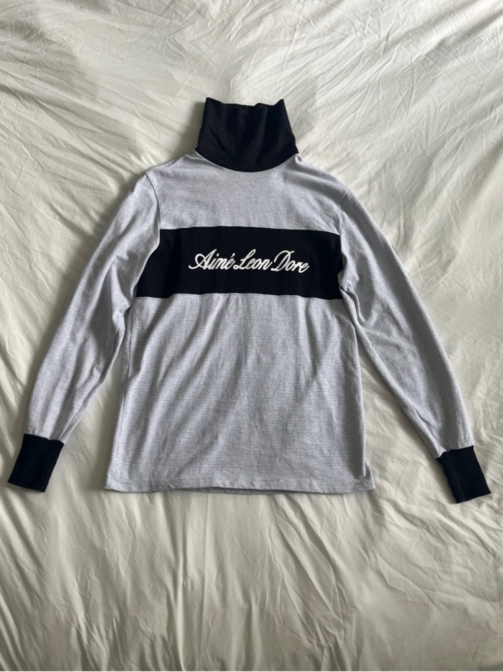 Aimé Leon Dore Black & Light Gray Turtleneck Sweatshirt